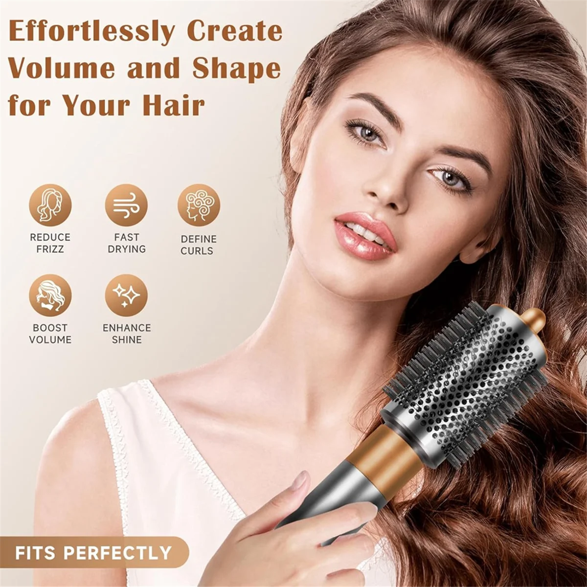 Большая круглая объемная щетка для насадок Dyson Airwrap пушистая и укладки