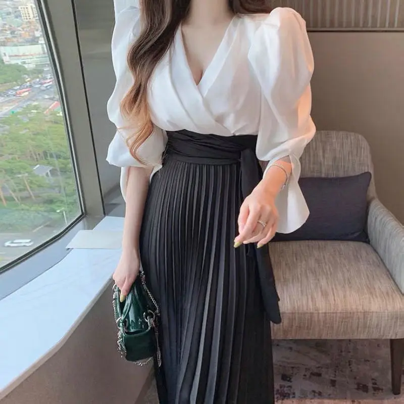 New Girl Japan Style Asymmetrical Lace-up Solid Casual Sweet Natural Factors Waist Pleated Midi Ankle-Length Skirt Women's XL