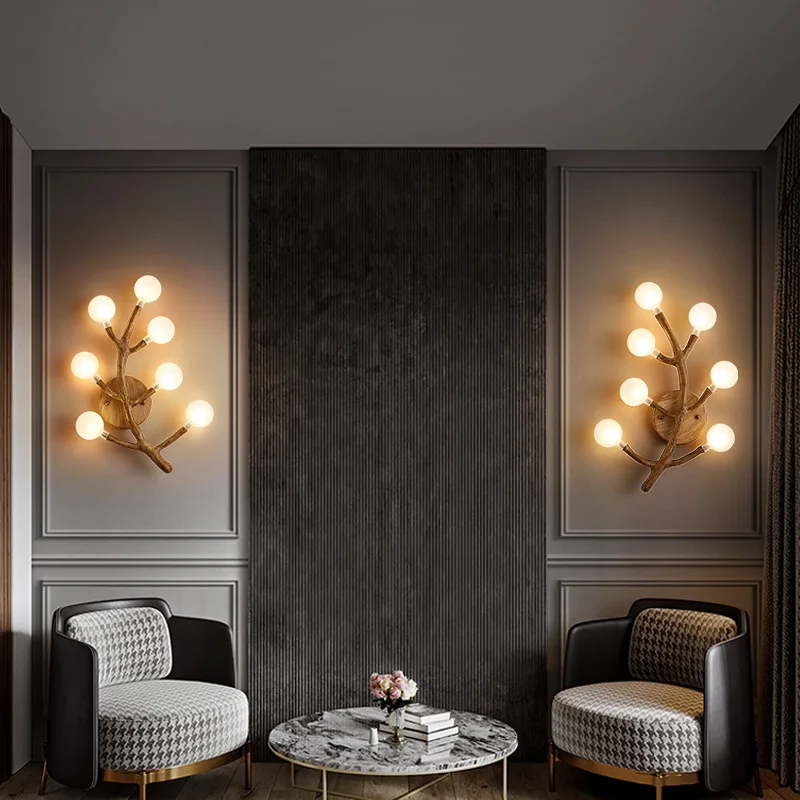 

Retro Living Room Decorative Wall Lamp Firefly Simple Aisle Background Wall Lamp Nordic Bedroom Bedside Lamp