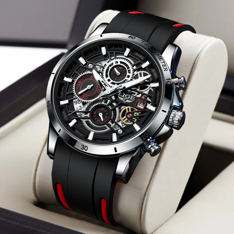 

New Mens Watches Brand Luxury Silicone Strap Waterproof Sport Quartz Chronograph Military Watch Men Clock Relogio Masculino+BOX