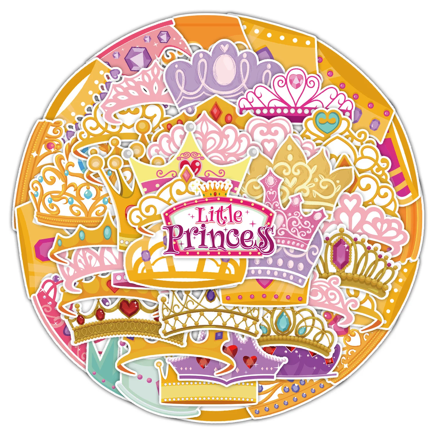 

50 Princess Crown Graffiti Stickers, Car Computer Bookcase Decoration Stickers, Waterproof, Creative Hand Curtain Stickers