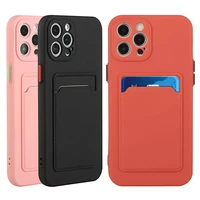 shockproof card holder case for iphone 13 12 11 pro max x xs 7 8 plus mobile phone cover silicone black red pink women men shell