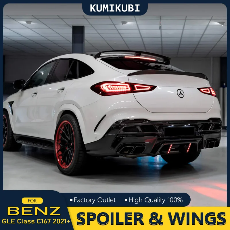 Фото Задний спойлер на крышу для Mercedes-Benz GLE Class GLE Coupe C167 GLE350 450 GLE53 GLE63, модификация хвоста из углеродного волокна 2021+ №1