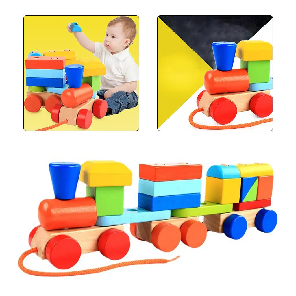 

Stacking Train Montessori Early Development Geometry Colour Cognition Educational Toddler Toy for Children Boys Girls Preschool