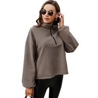 cydnee fashion streetwear women stand up collar plush pullover zipper polar fleece solid color long sleeved jacket sweatshirts