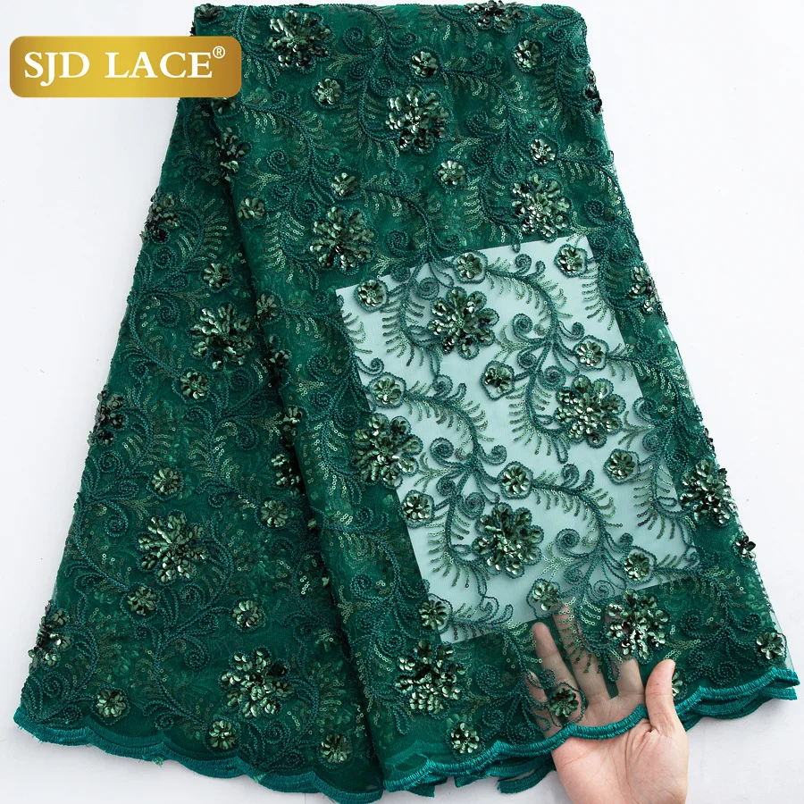 SJD LACE Французская сетчатая кружевная ткань с блестками 5 ярдов женское платье 2024