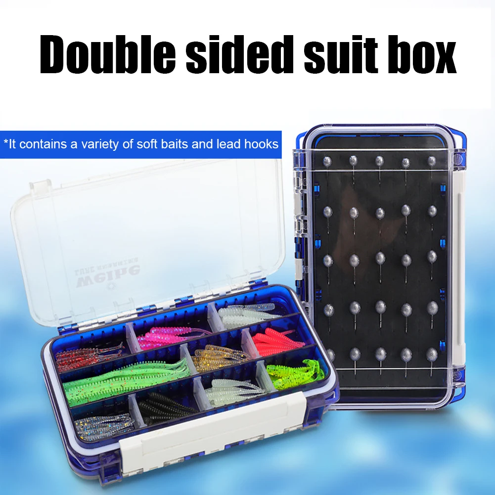 

105pcs Soft Fishing Lure Double-Sided Jig Wobblers Fishing Lure Multi-Grids Waterproof Mixed Colors Tackle Accessories with Box