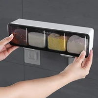 kitchen spice organizer wall mounted seasoning box with spoon portable spice box container rack condiments dispenser sugar bowl