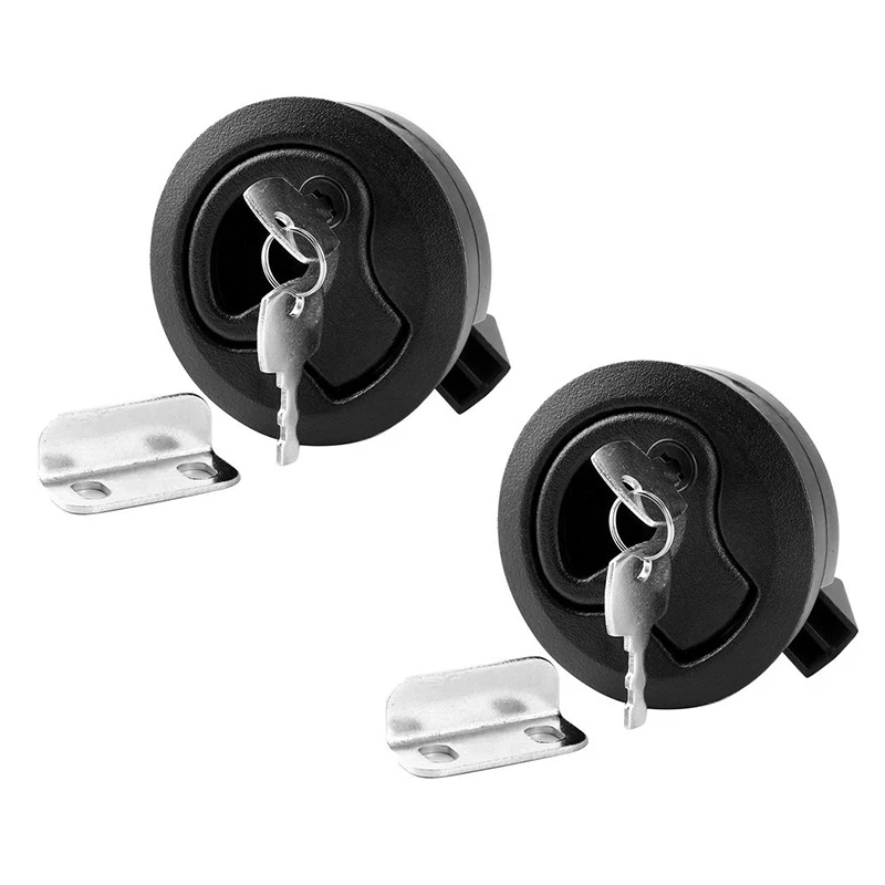 

2Pcs Round Flush Pull Slam Latch Lift Slam Latch Hardware with Lock Key Kit for Boat RV Yacht Accessories