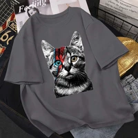 14 color lightning cat print harajuku t shirt mens womens 100 cotton round neck european size short sleeved daily casual top