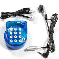 Portable Mini Corded Landline Phone  With Headset  Button Dial  Fast Redial  Small Telephone for Office Conference Blue               