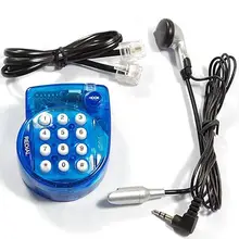 Portable Mini Corded Landline Phone, With Headset, Button Dial, Fast Redial, Small Telephone for Office Conference,Blue телефон