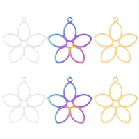 five petals flower charm hollow out plant stainless steel charms for jewelry making supplies handmade necklace pendant component