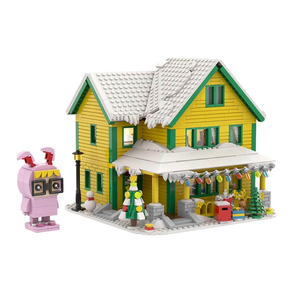 Фото MOC Рождественская история, дом, строительные блоки, сделай сам, креативный зимний снежный дом, роскошная квартира, кирпичные игрушки, рождественские подарки №4