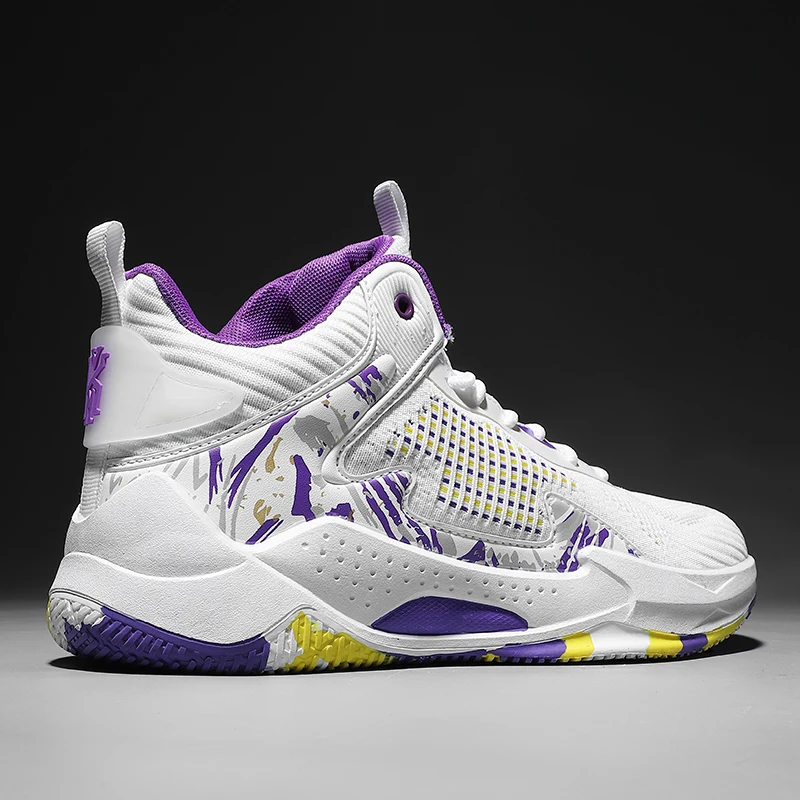 Mens Basketball Shoes Breathable Sports Shoes Lace-Up High Top Sneakers Man Basketball Boots Male Athletic Fitness Training