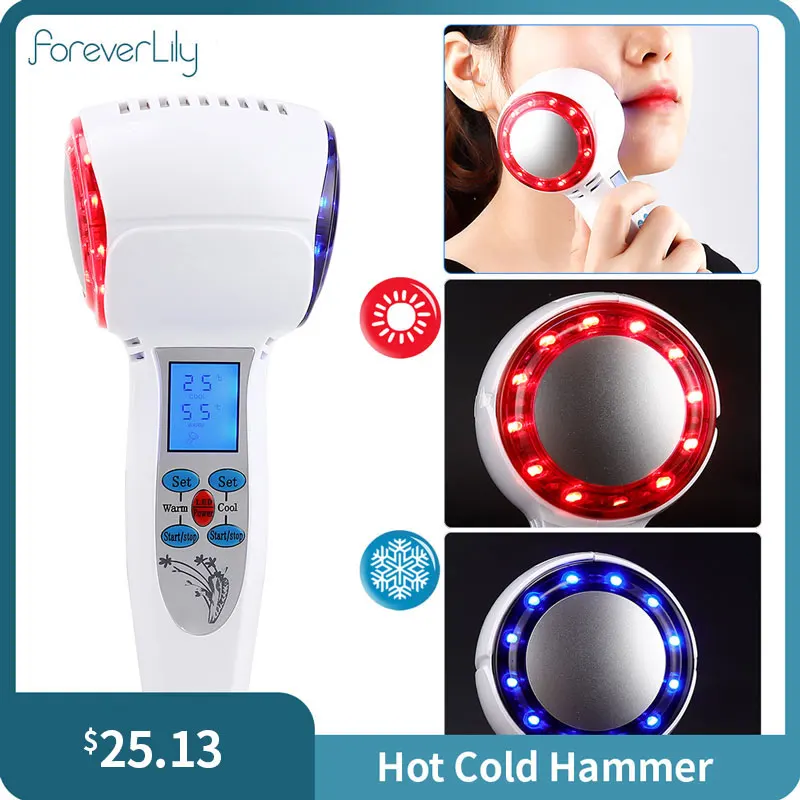 

Hot Cold Hammer Cryotherapy LED Photon Acne Treatment Facial Massager Skin Lifting Tighten Anti-aging Face Care Shrink Pore Tool