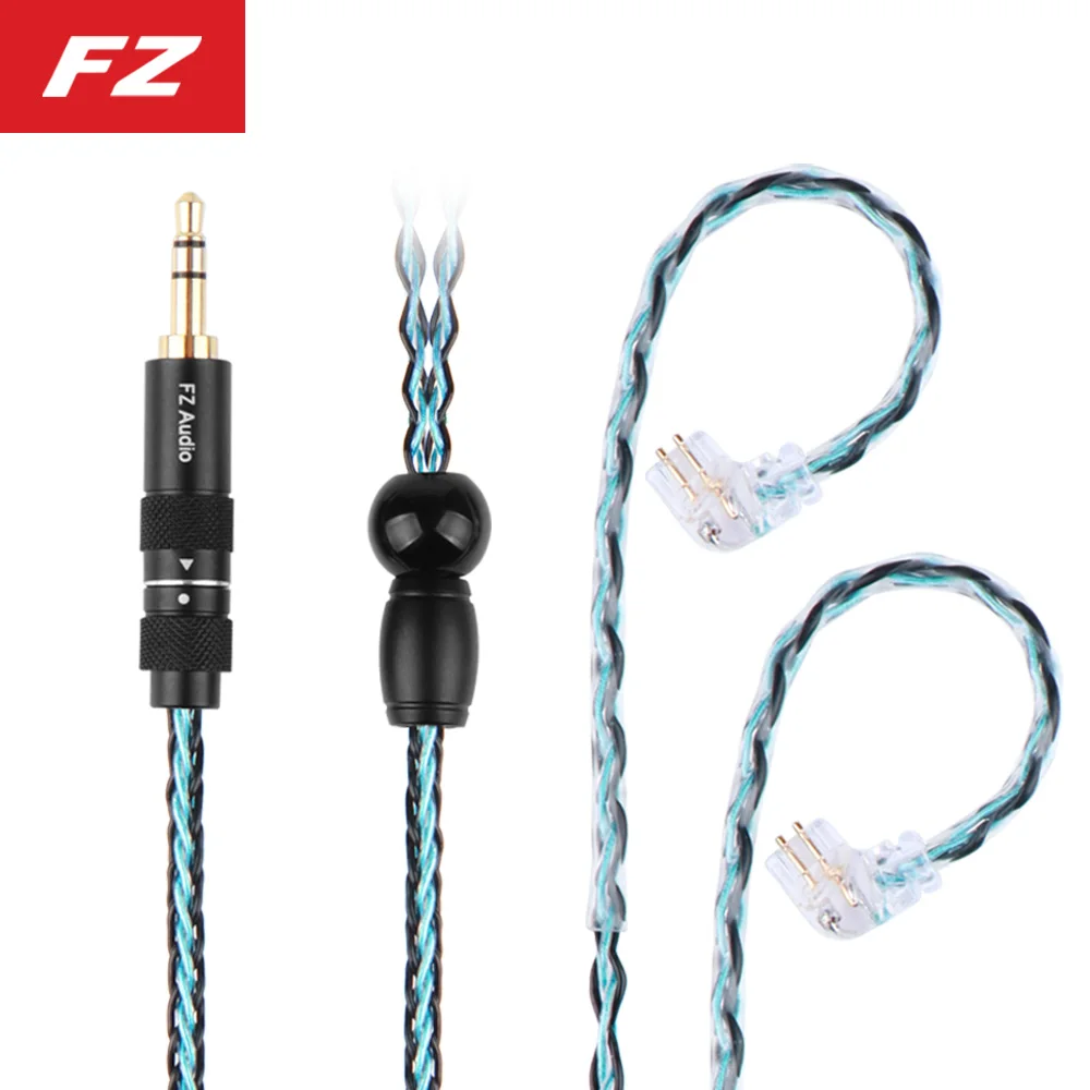 FZ F2 Pro 8 Core Earphones Silver Plated HIFI Upgrade Cable  Blue\Black0.78 /2Pin Connector For TRN VX pro TA2 V90 TA1 ZSX TA2