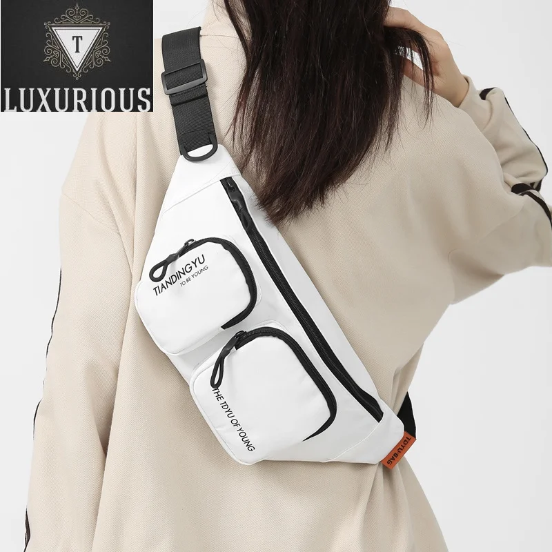 

Casual Unisex Crossbody s High Quality Nylon Men Chest Packs 2024 New Fashion Couples Waist Multiple Pockets Shoulder Bag