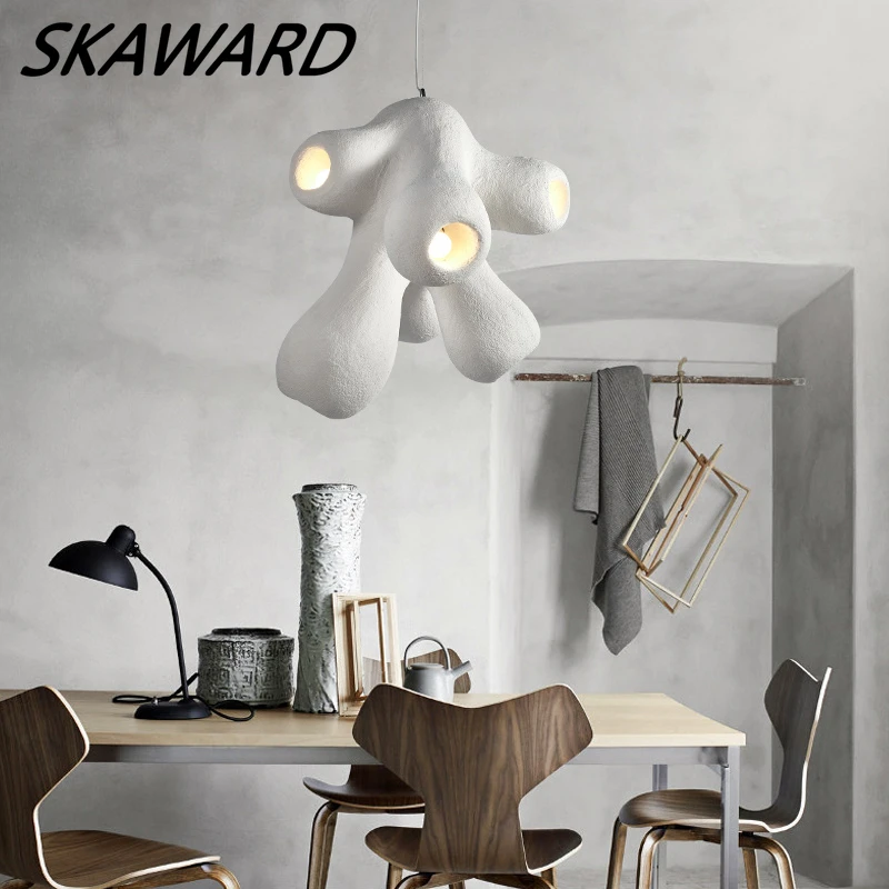 

Nordic Wabi Sabi Wind Chandeliers E27 Resin Pendant Lamps Designer Strange Shapes Suspension Light Living Room Lighting Fixtures