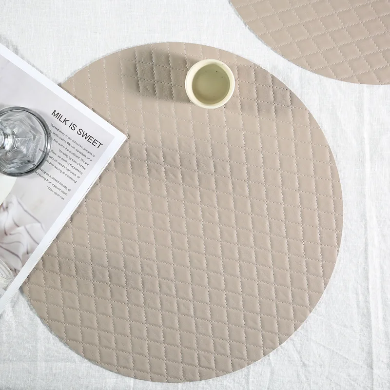 Simple and Light Luxury Imitation Sewing Pattern Round PVC Leather Placemat Western Placemat