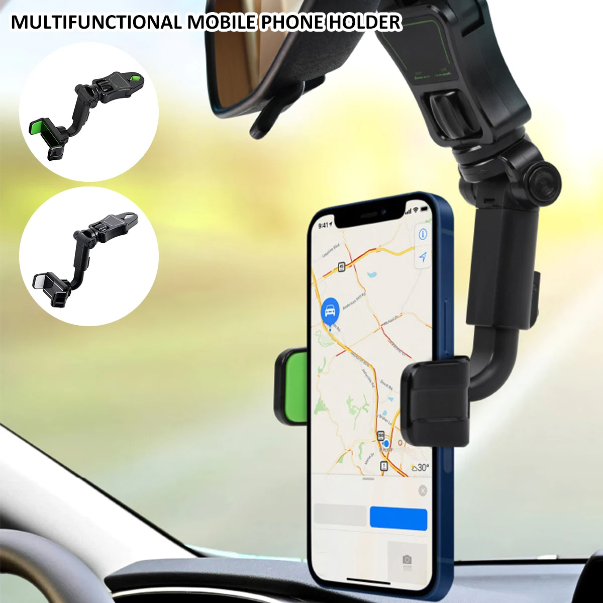 

Автомобильный держатель для телефона, многофункциональный вращающийся на 360 градусов Автомобильный держатель для зеркала заднего вида, по...