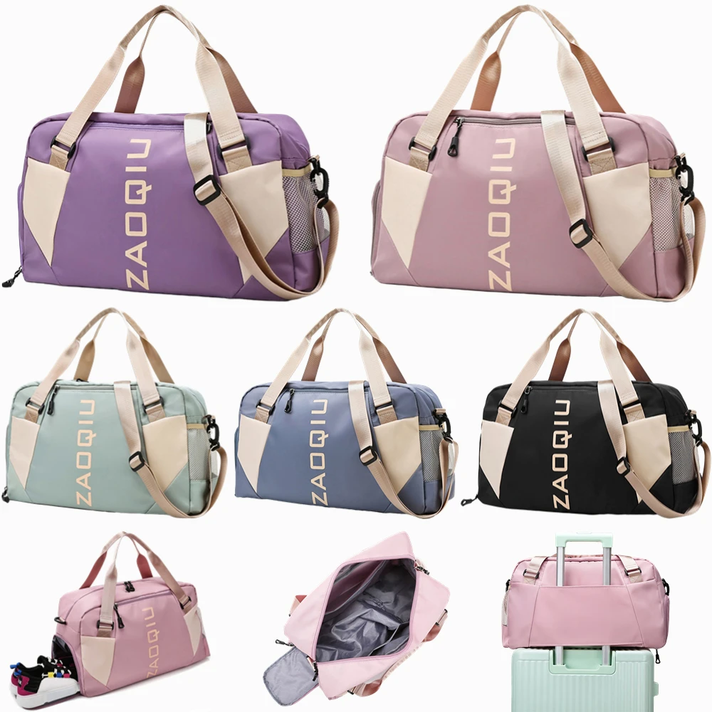 

Oxford Women Travel Bags Sport Gym Fitness Bags Luggage Handbags Large Capacity Weekend Travel Duffle Bags with Shoe Compartment