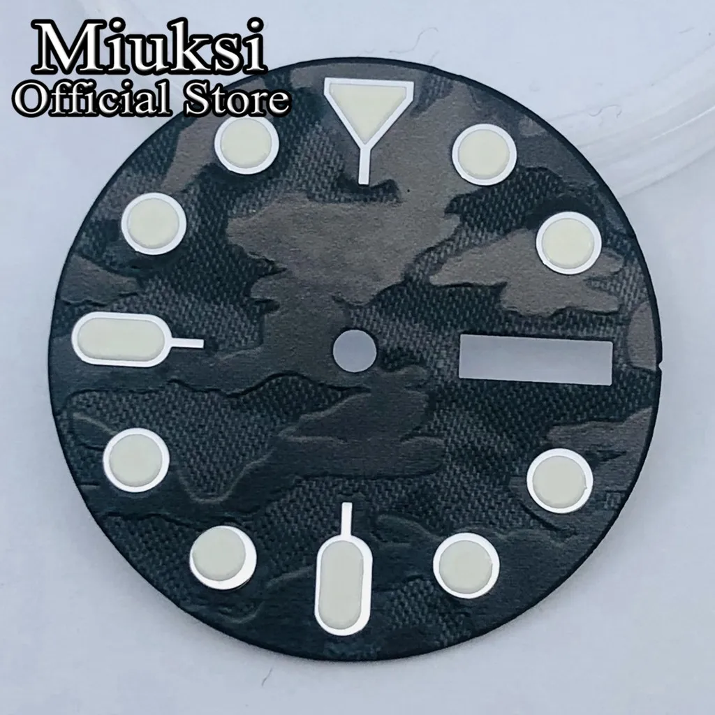 Черный циферблат часов Miuksi 28 5 мм зеленый светящийся подходит для механизма NH36