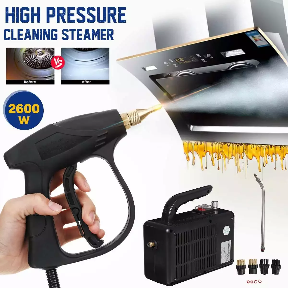 

220V 2600W Professional High Pressure Steam Cleaner Handheld Steam Generator Cleaning Machine for Household Kitchen