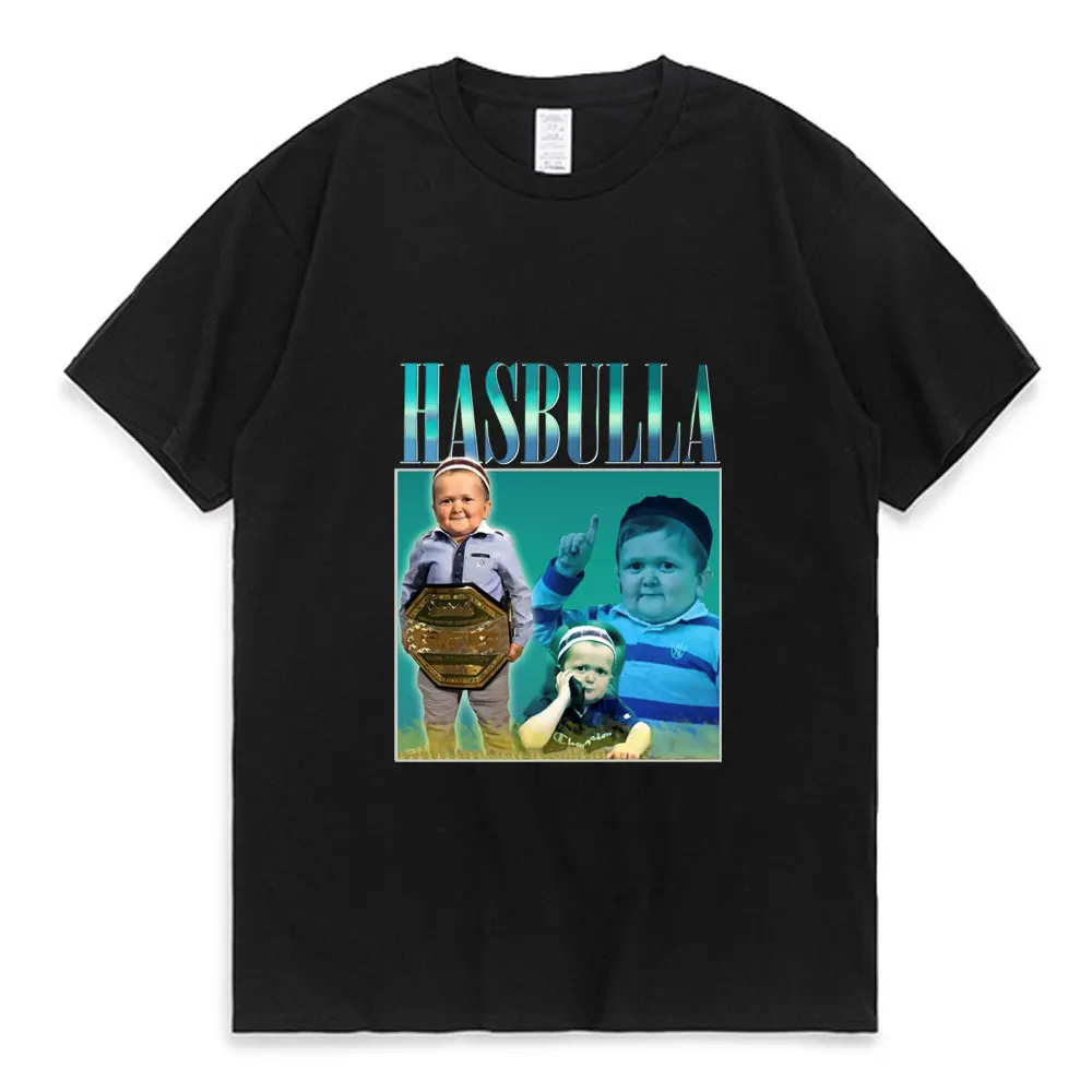 Camiseta de Manga Corta del Meme de Hasbulla Peleando para Hombre y Mujer, Mini Camisa de Algodón Puro de Alta Calidad, Top con Cuello Redondo, Ropa de Gran Tamaño, Khabib Blogger
