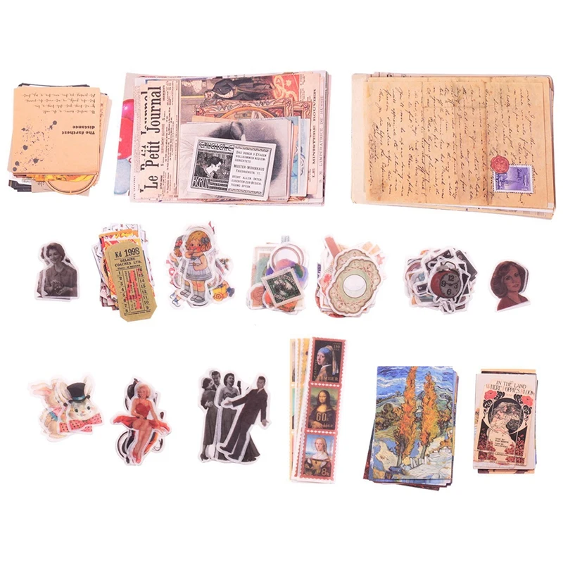 

400Pcs Scrapbooking Supplies Journaling Vintage Adhesive Scrapbook Washi Stickers For Album Art Craft