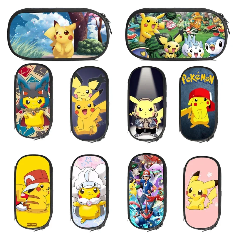 

Pokemon Pikachu Large Capacity Pencil Case Student Stationery Case Woman Cosmetic Bag Pokemon Game Card Bag Christmas Gift