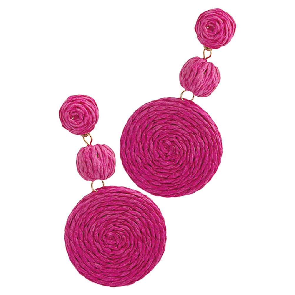 Серьги Аксессуары Рафия Отпускные украшения для ротанга Розовые