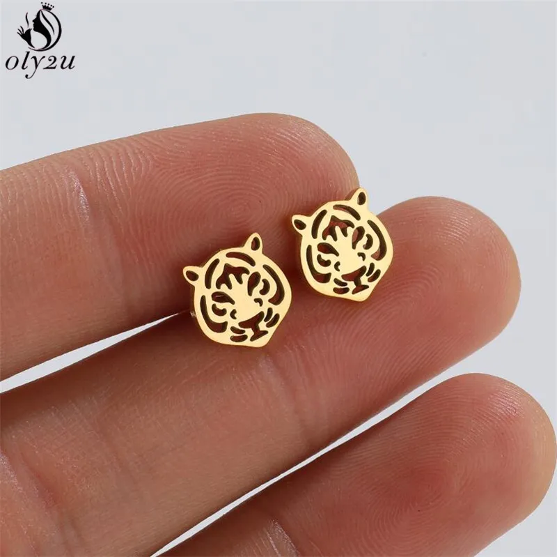 

Cartoon Animal Tiger Stud Earrings Small Wild Animals Earings for Girls Kids Stainless Steel Jewelry Women boucle d'oreille 2023