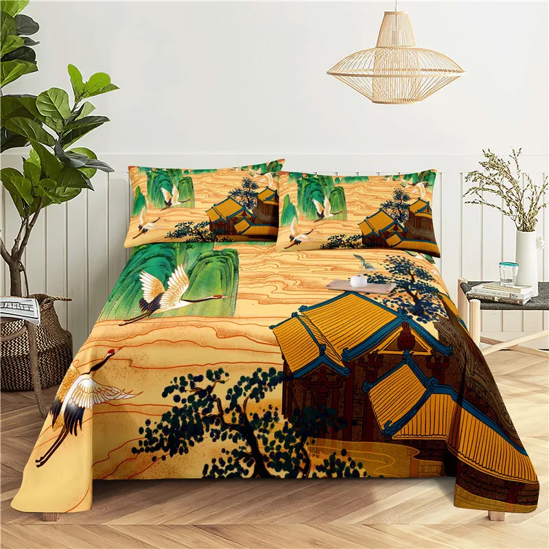 

Bird Tree Duvet Cover Set Chinese Painting Style Comforter Cover for Kids Boys Girl Bedding Set King Queen Full Size Polyester