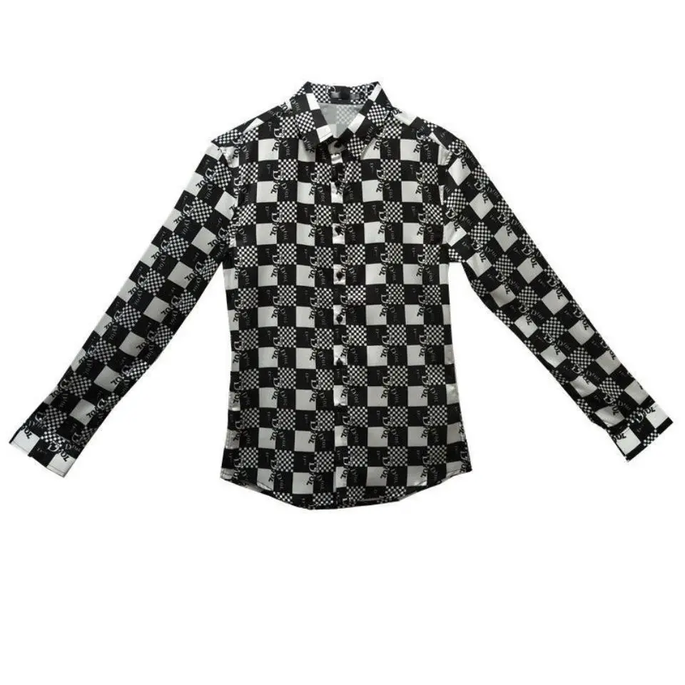 

Men shirt Long Sleeve Spring and Autumn Korean Style Handsome Slim Light Luxury Fashionable Handsome Casual High Quality Shirts