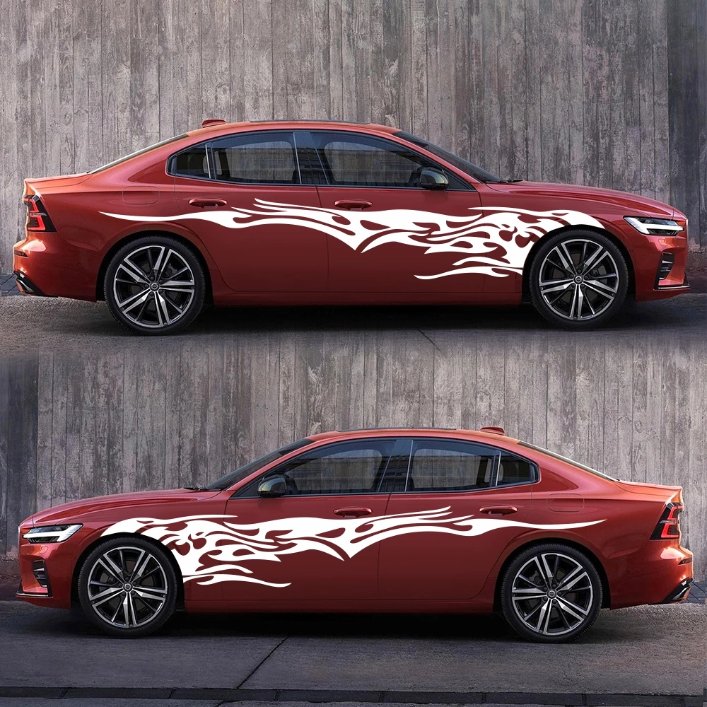 

Стильная виниловая наклейка на боковое пламя s для тела, универсальная спортивная гоночная наклейка, стикер, автомобильный аксессуар