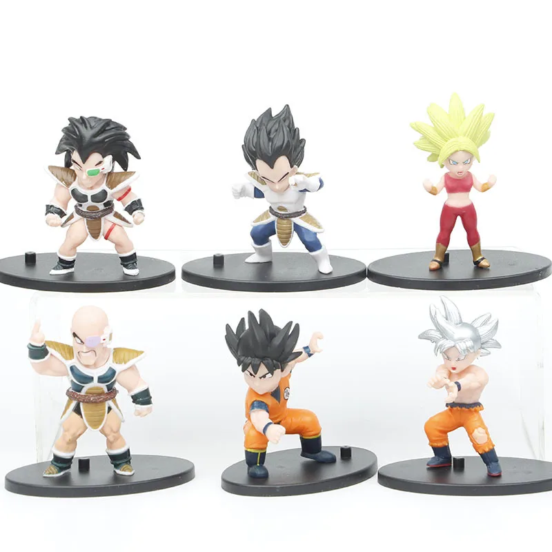 

6pcs/lot Anime Dragon Ball Figure Set Super Saiyan Goku Vegeta Broli PVC Action Model Boy Toy Gift 7.5CM