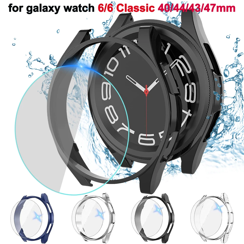 Vetro + Custodia Per Samsung Galaxy Watch 6/6 Classic Waterproof Pc Galaxy Watch 6/6 Classic 40/44/43/47Mm Cover + Screen Protector