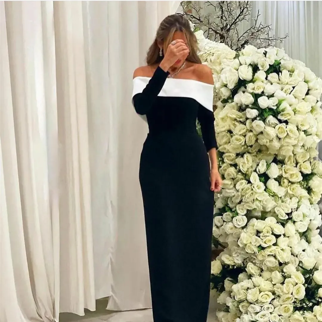 

Классические Длинные вечерние платья из крепа с открытыми плечами и рукавом, платье-футляр для выпускного вечера, платье в пол