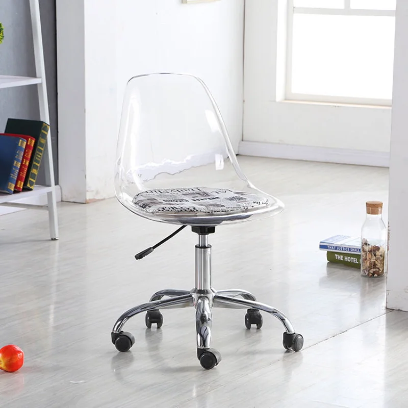 

Eames transparent swivel chair office bar chair writing children study chair accent chair muebles vanity chair 나무의자 furniture