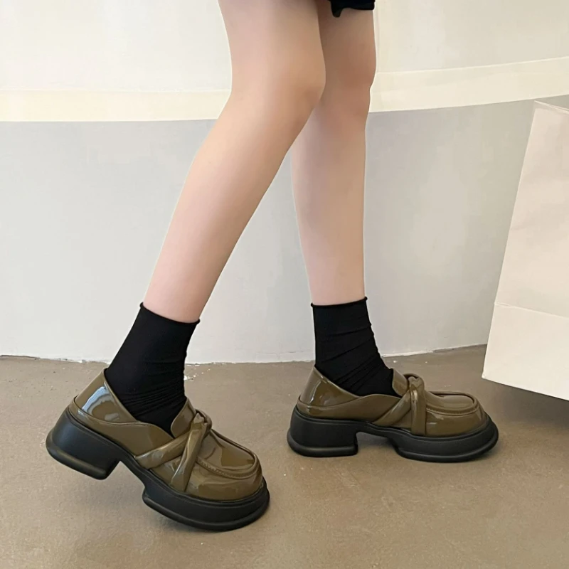 Loafers for Women Designer Fashion Pumps Shoes Ladies Casual Slip-on Square Toe Platform Office Shoes Footwear Zapatos De Mujer