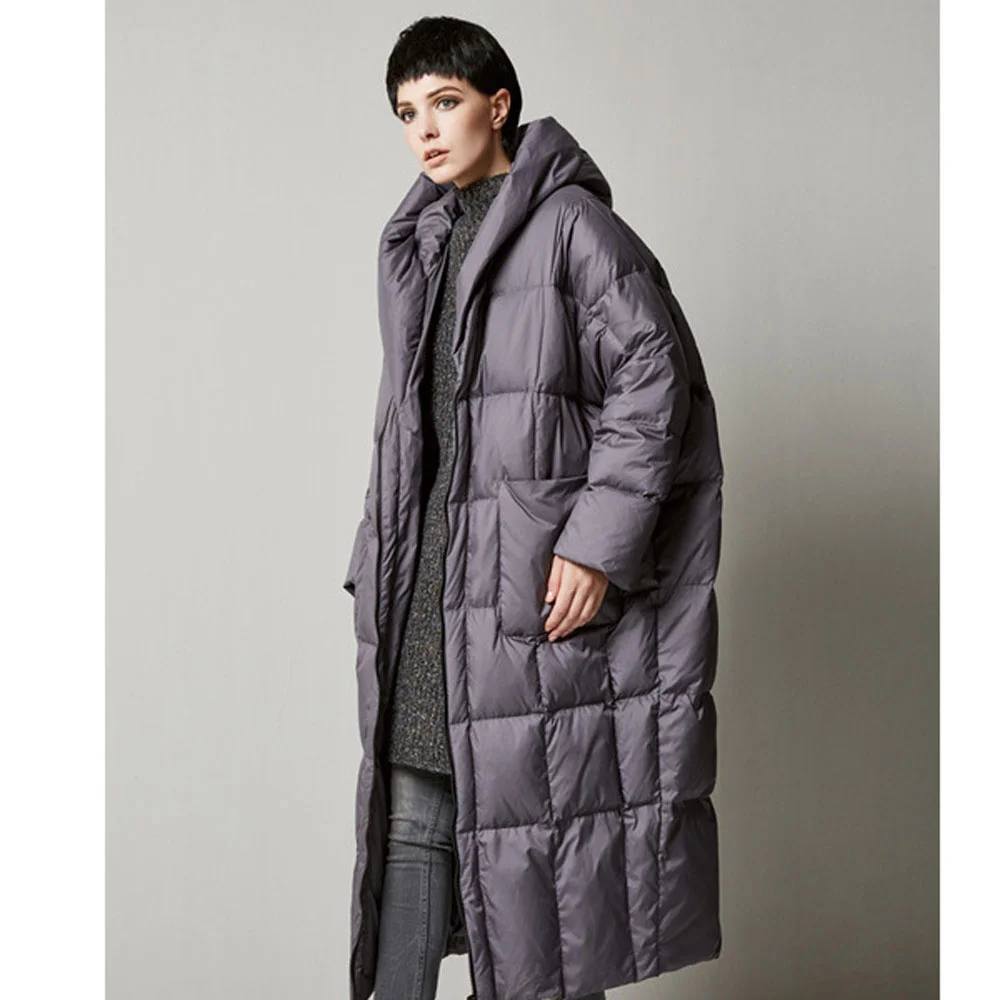 

High quality 90% pure white eiderdown womens down jacket winter warm thick coat windproof Loose style american european fashion