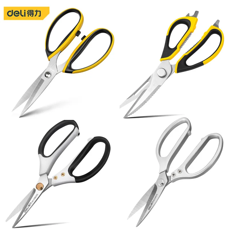 Deli Professional Strong Industrial Scissors Tailor Scissors for Home Hand Tools Multifunctional Household Kitchen Scissors