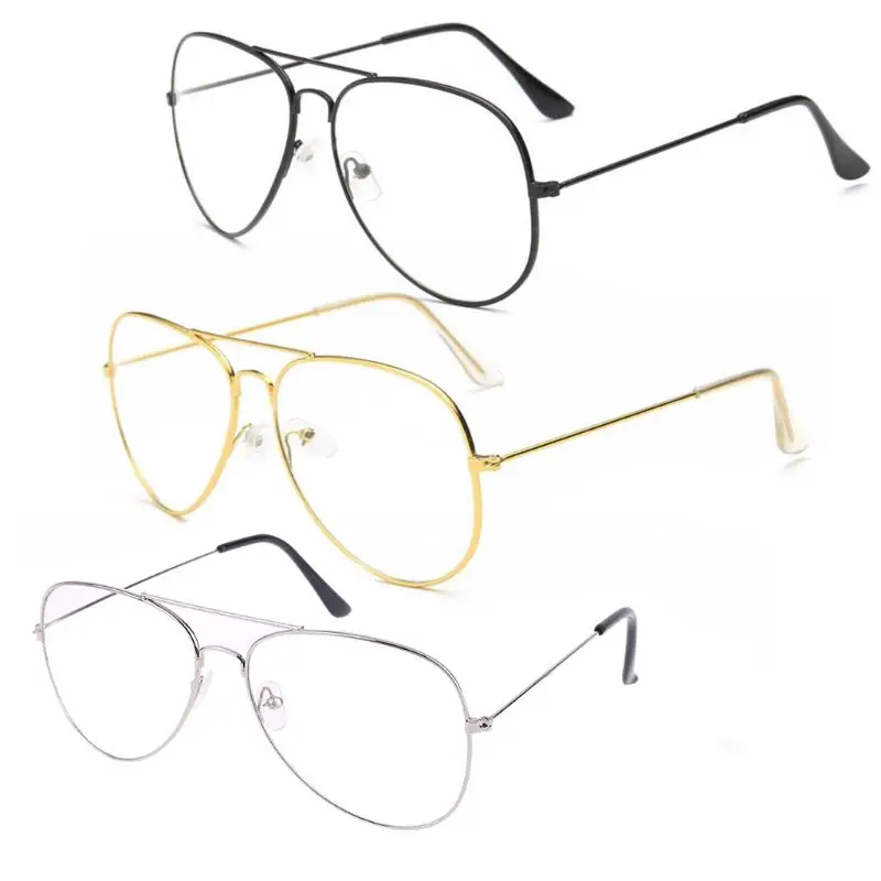 

N80C Large Fashion Retro Metal Clear Lens Glasses Designer Tear Drop Frame Eyeglasses