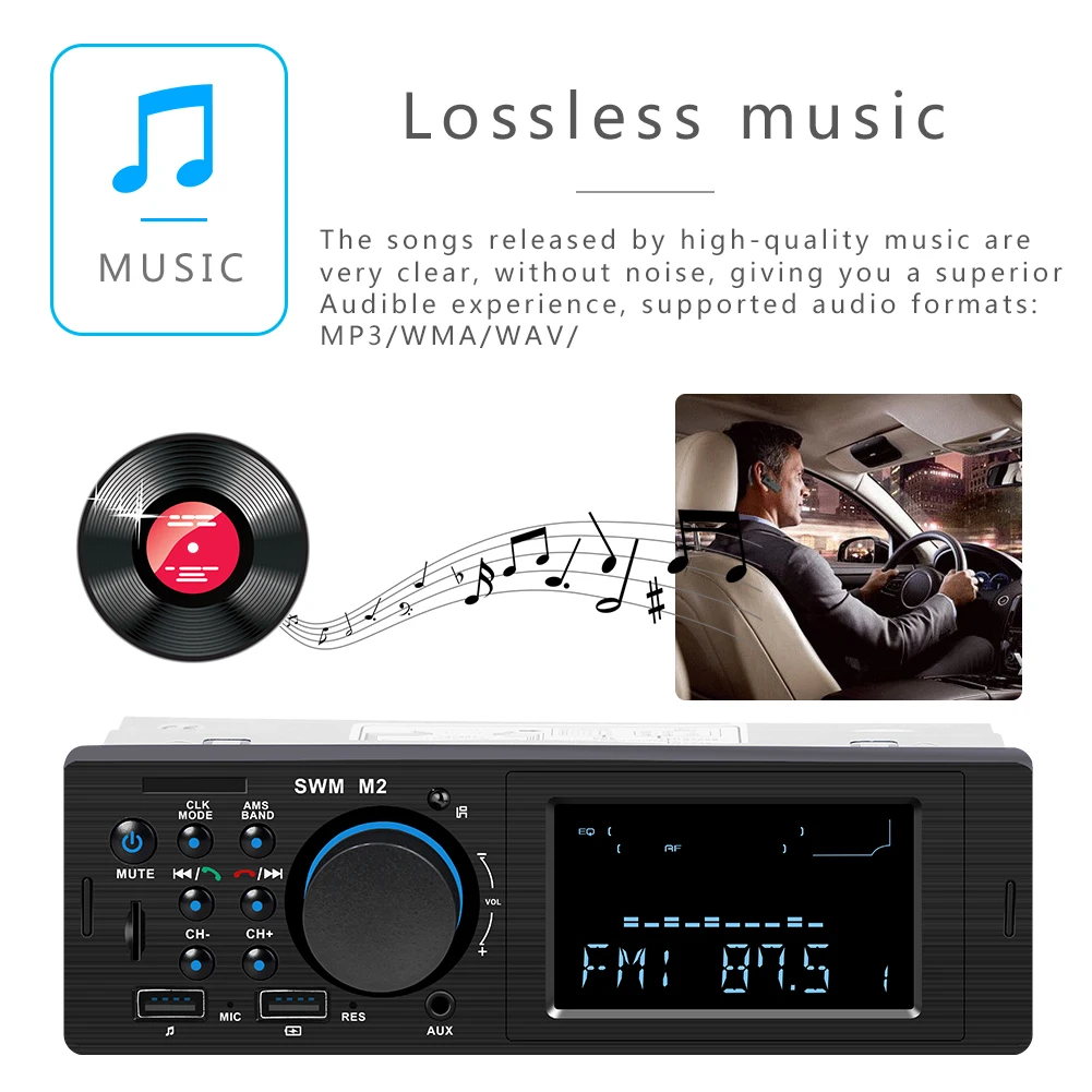 M2 Бесплатная доставка 12 в один 1Din Bluetooth автомобильный стерео аудио In-Dash FM Aux вход