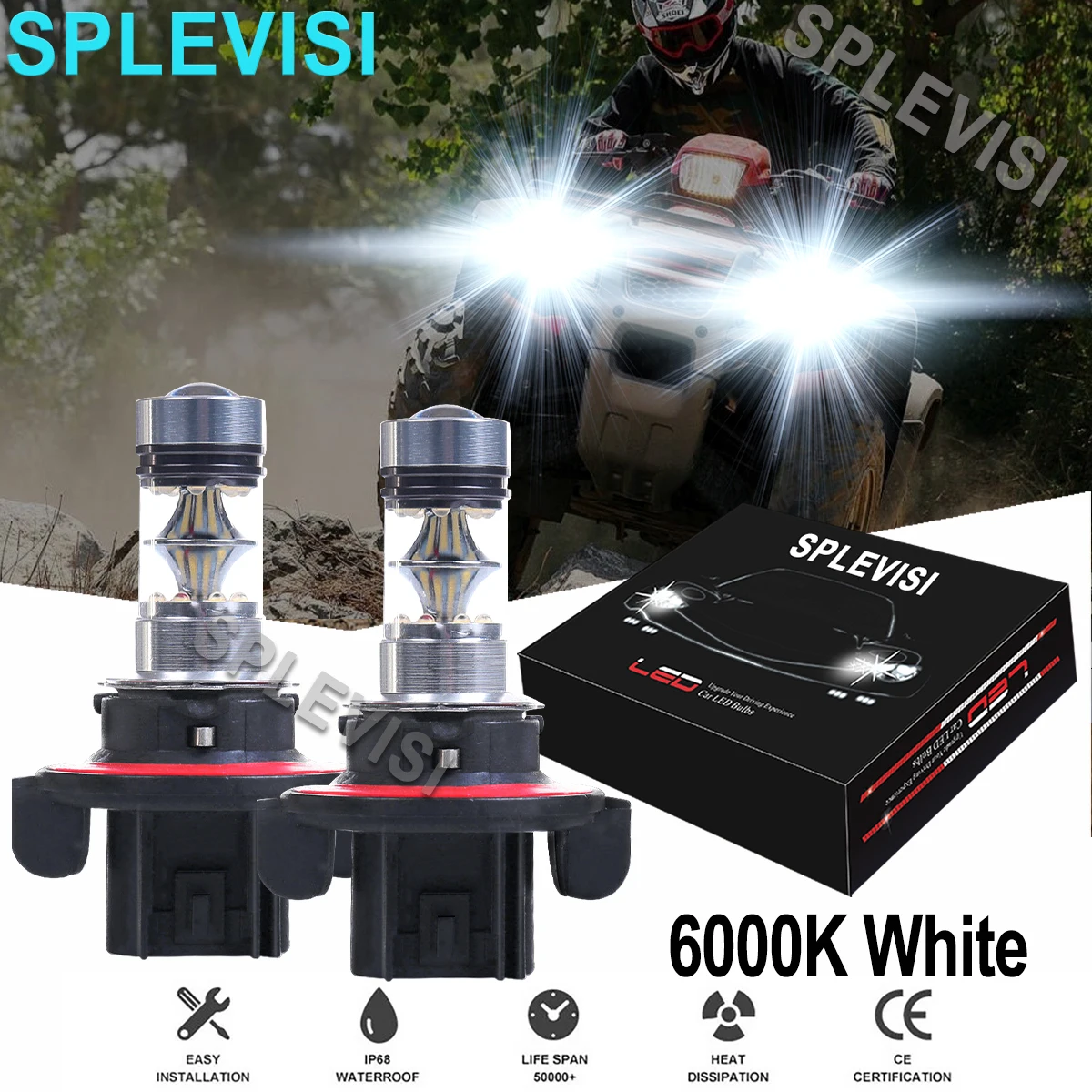 1x100W 6000K Bright  White Headlight Bulbs For HONDA FOREMAN 500 2005 2006 2007 2008 2009 2010 2011 2012 2013 2014