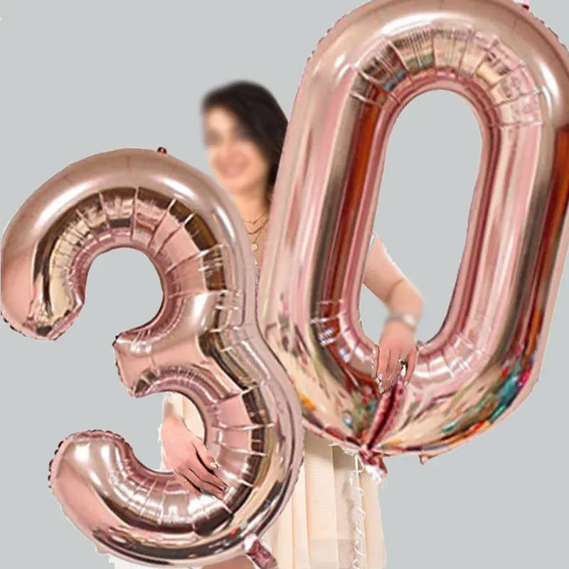 

32/40inch Number Aluminum Foil Balloons Rose Gold Silver Digit Figure Balloon Child Adult Birthday Wedding Decor Party Supplies