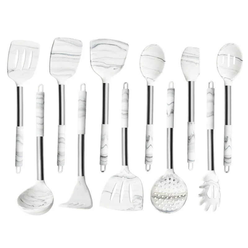 

Heat Resistant Stainless Steel Handle 11 Pieces In 1 Set Silicone Kitchen Accessories Cooking Tools