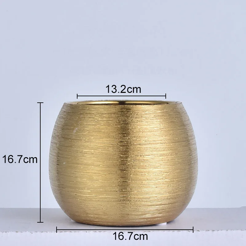 

Золотые матовые керамические цветочные горшки, декоративная круглая позолоченная ваза, композиция для растений, фарфоровые вазы, скандинавский домашний декор