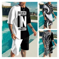 new summer streetwear men set tracksuit for man oversized clothes 3d printed t shirt shorts sportswear mens tshirts 2 piece suit